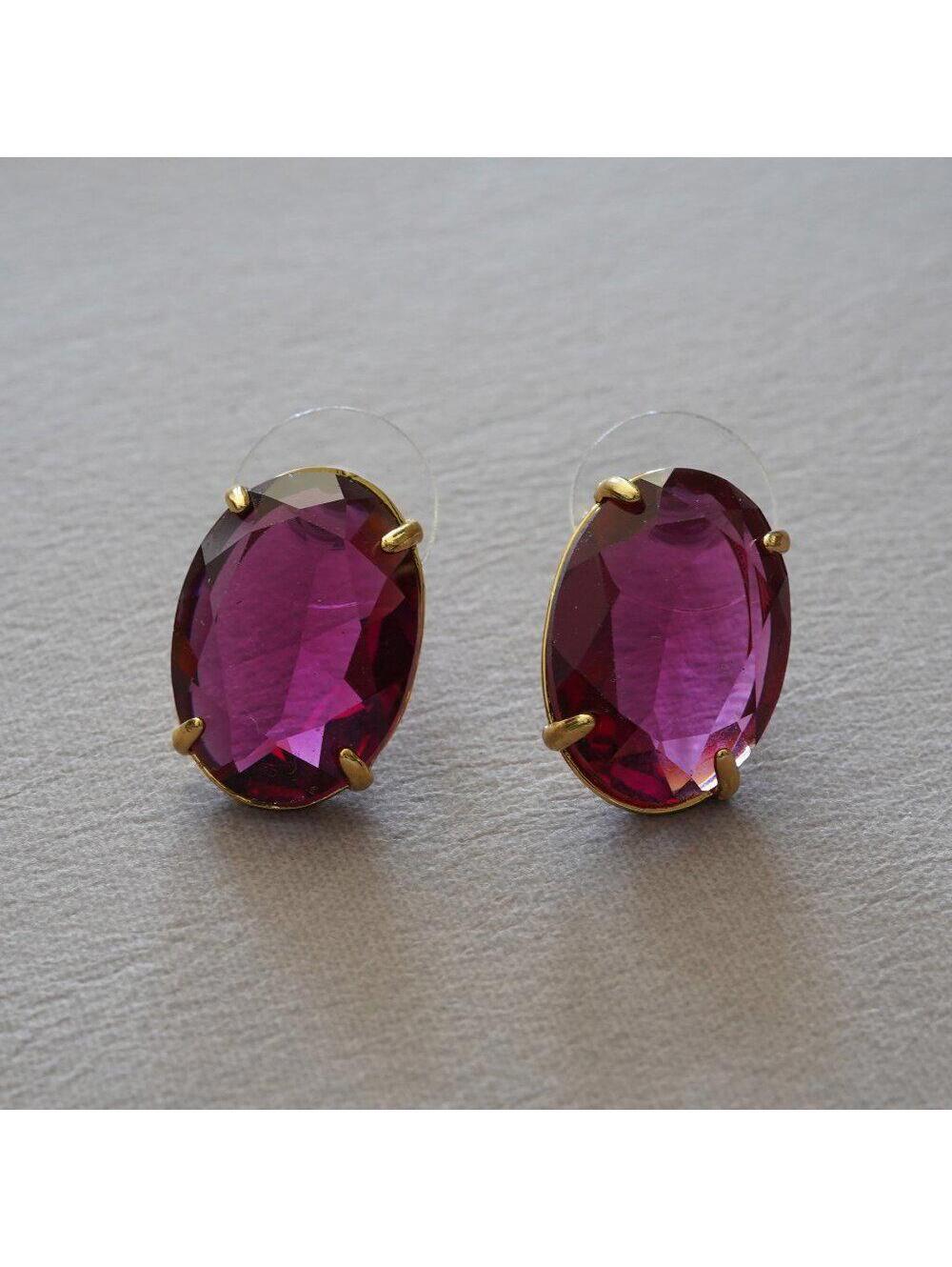 Lele Sadoughi Oval Crystal Stud Earrings Ruby Rose